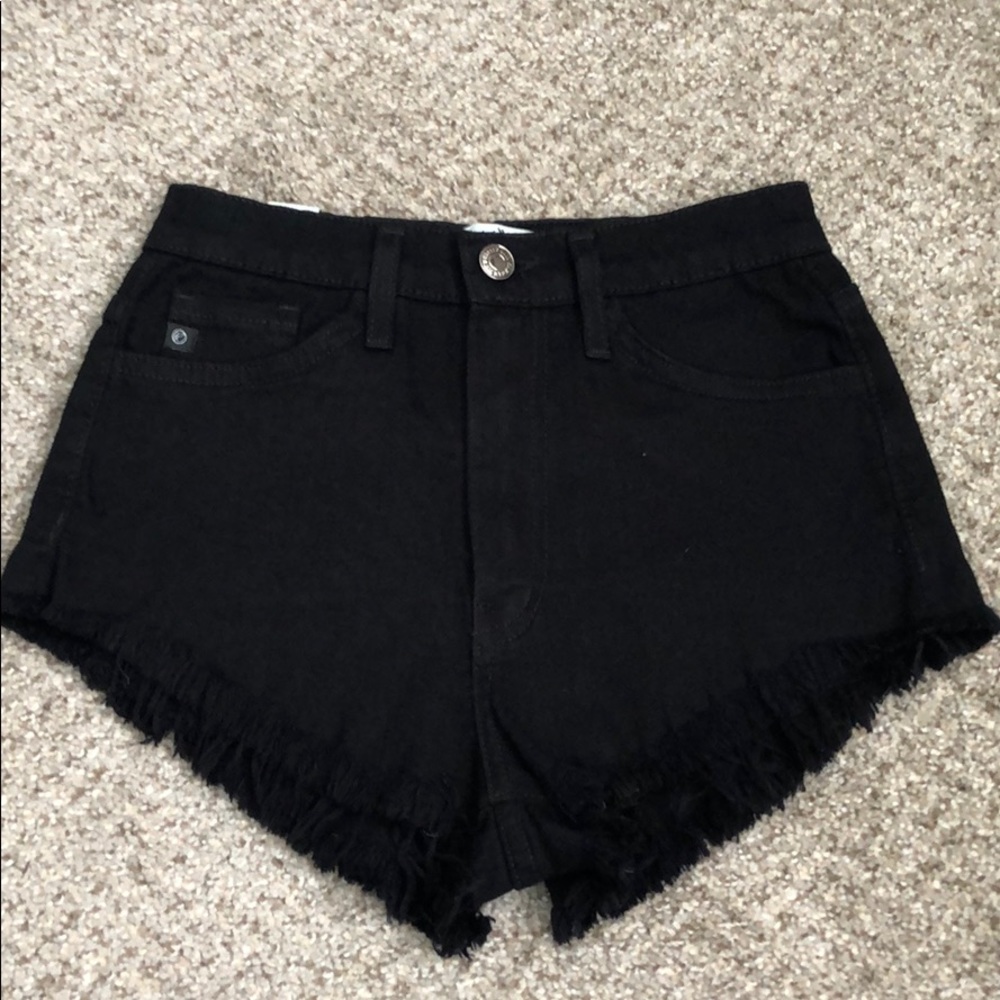 Black denim high waisted shorts